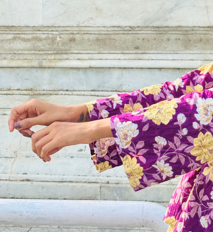 Nishaan Roohi Short Kurti Multicolor Floral Print Square Neck Flowy