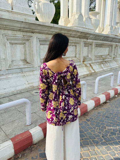 Nishaan Roohi Short Kurti Multicolor Floral Print Square Neck Flowy